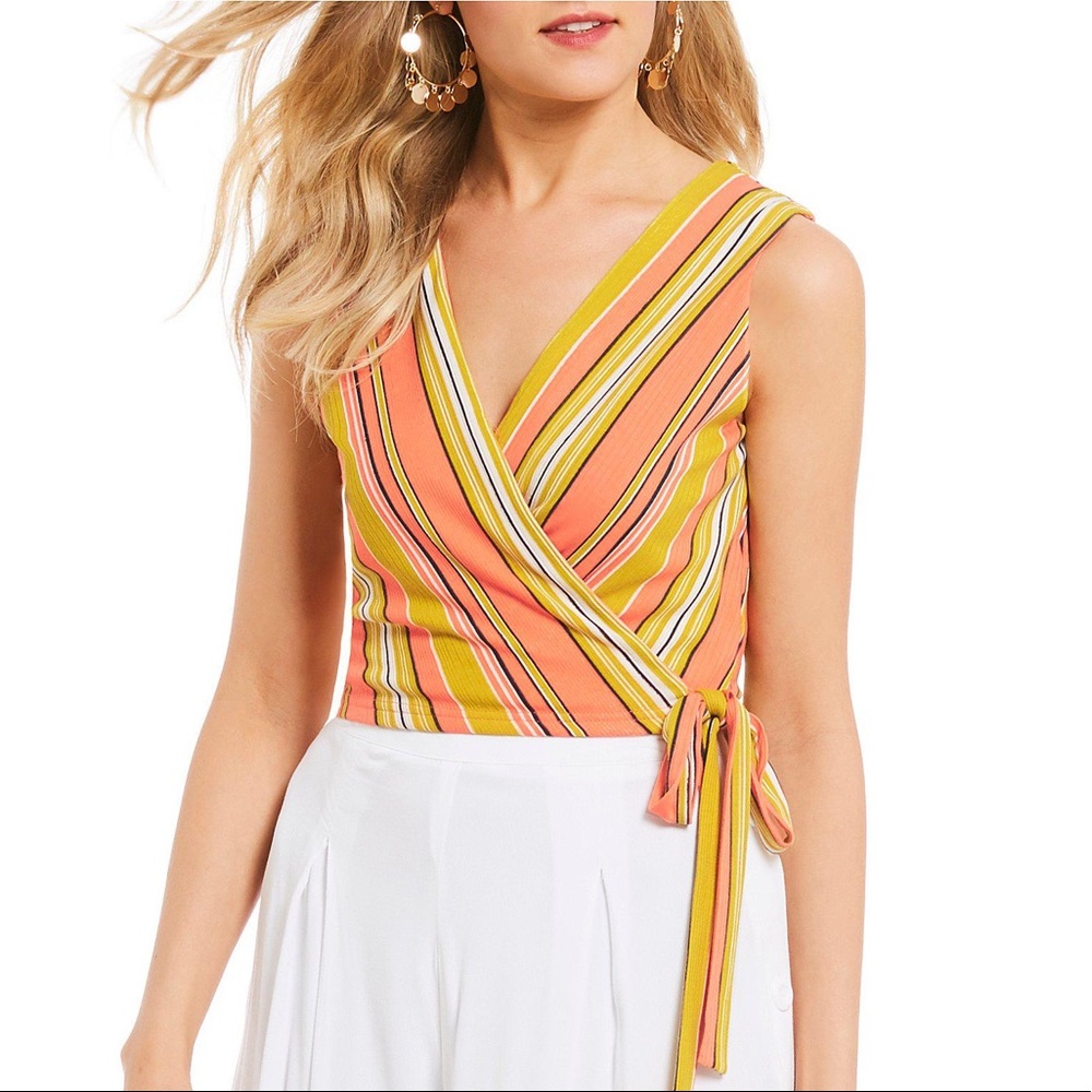 June & Hudson Striped Wrap Top NWT ✨